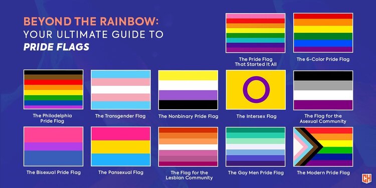 A infographic of to a guide to pride flags