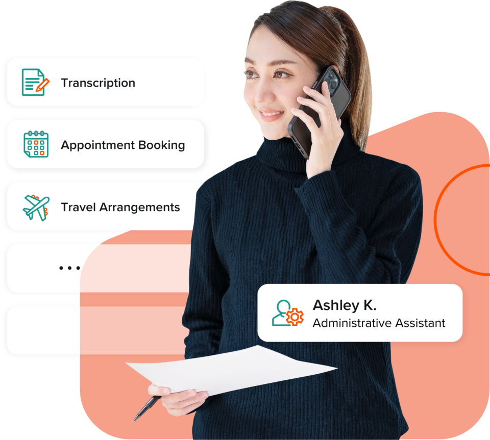 Landing page for finding your virtual administrative assistant at the Virtual Gurus, like Ashley K.